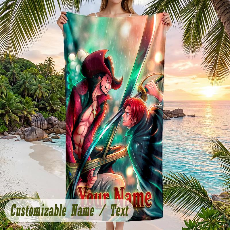 One Piece Beach Towel, Personalized Custom Name Text, Quick Dry Large Absorbent Towel For Beach Pool