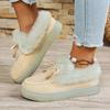 2025 New Solid Color Furry Females Feetwear Women Winter Cotton Shoes Plush Warm Snow Boots Ladies Casual Flat Short Boots