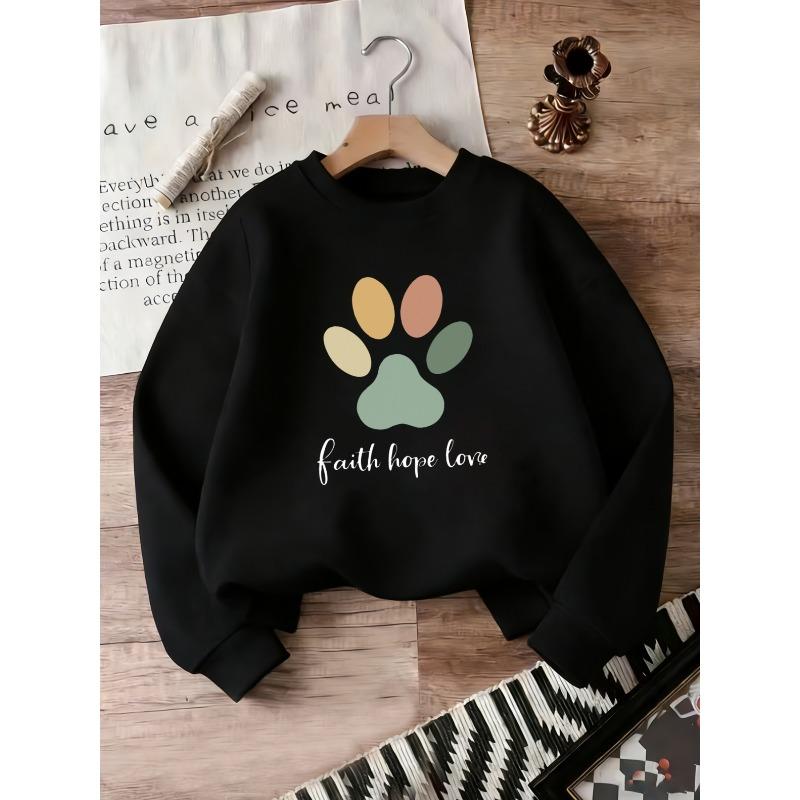 European sizes Adorable Colorful Paw Print Pattern Sweatshirt for  Kids Aged 0-3, Comfortable And Easy, Perfect for Outdoor Wear