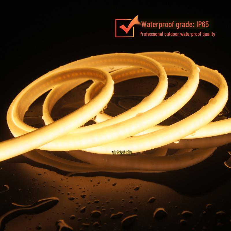Waterproof Flexible COB LED Light Strip for Indoor/Outdoor Use, 110V/220V, Ideal for Living Room Ceiling and Background Wall.