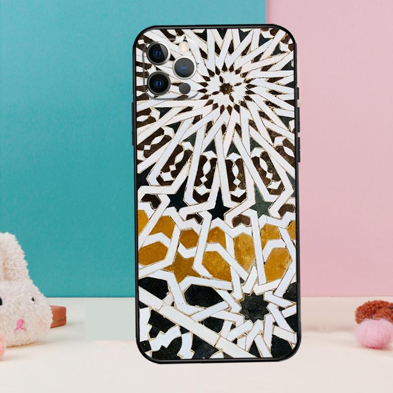 Moroccan Tile Phone Case For iPhone 16 14 13 12 11 15 Pro Max 12 13 mini XR 15 16 Plus 16e Cover Coque