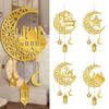 Acrylic Eid Mubarak Wall Pendant Mirror Hanging Decoration Ramadan Kareem Door Sign Golden Moon Star Drop Ornaments
