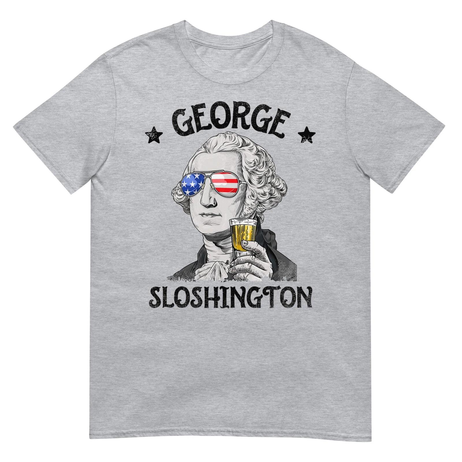 George Sloshington Washington 4th Of July Men Women USA Flag T-Shirt 2XL