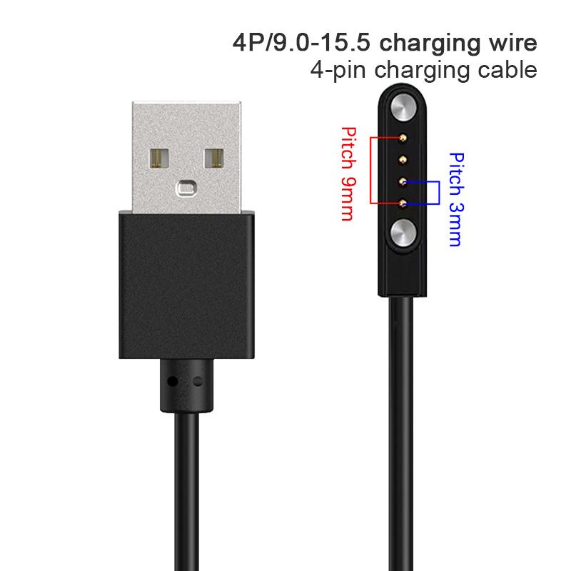 Cabo de Carregamento Magnético Forte de 2 Pinos Linha de Carregamento Usb Corda Corda Cor Preto Branco Compatível Com Smartwatches Universal