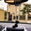 Rhinestone Crystal Plush Pendant Auto Rearview Mirror Ornament Car Mirror Hanging Accessories Car Interior Decoration