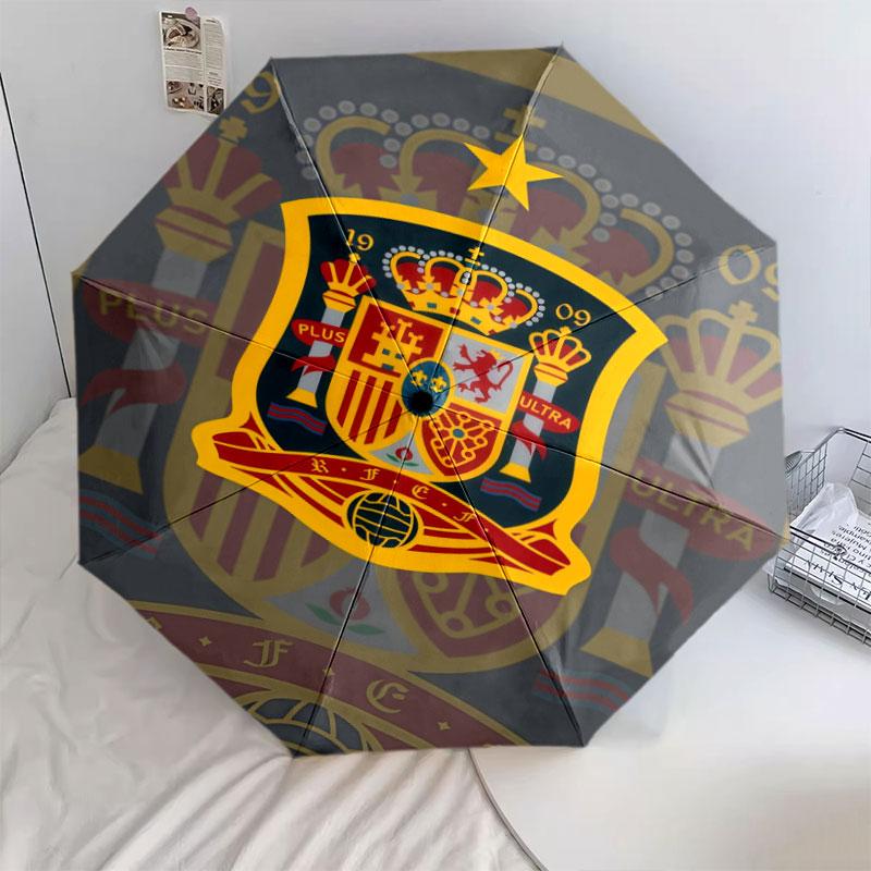 Spain National Football Team Pattern, Automatic Folding Umbrella, Portable and Foldable Design, 8 Ribs, a Christmas or Birthday Gift.