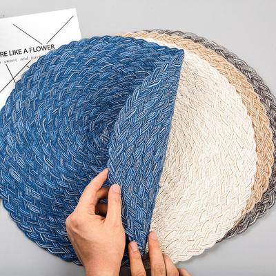 Round Braided Placemat Washable Cotton Linen Heat Resistant 30/35/38cm Table Place Mat For Kitchen Xmas Dining Table Party Decor