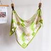 Korean Version of Plaid Imitation Silk Printing Waist Triangle Scarf Sunscreen Shawl Scarf Women's Silk Scarf Scarf Headscarf Scarf