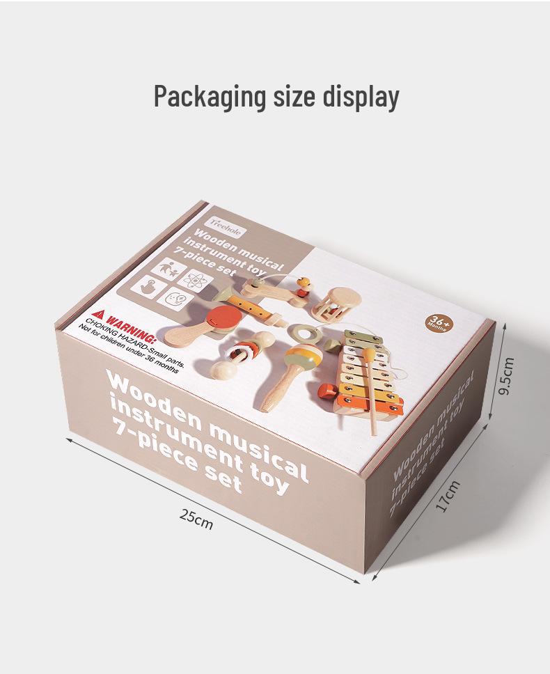 Montessori Wooden Rattle & Orff Instruments Set for Infant Grasping and Early Education