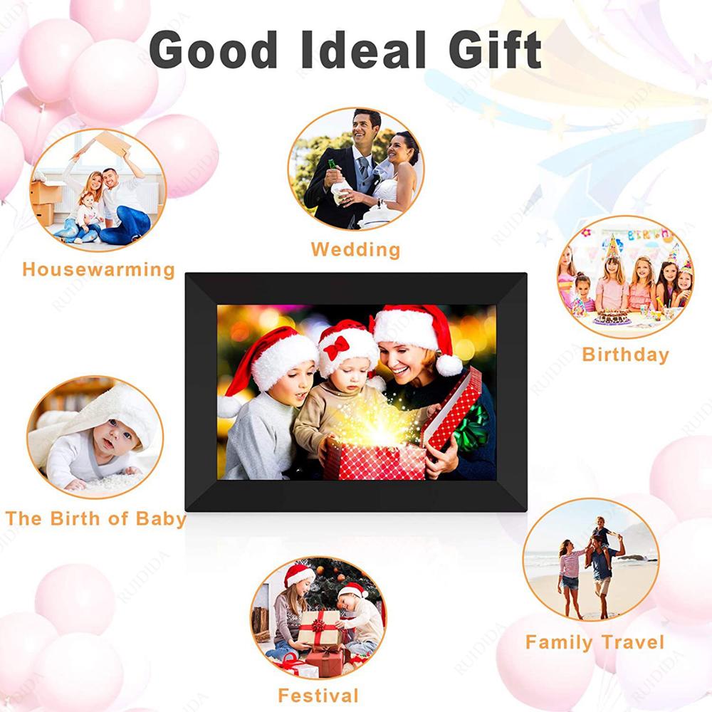 10.1Inch Frameo Digital Photo Frame WIFI Digital Picture Frame Smart Electronic Image Album Bulit-in 16GB for Gift Giving