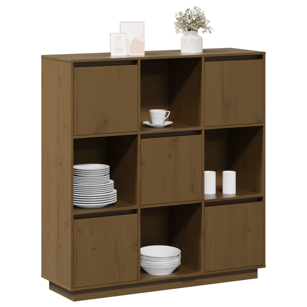 Highboard Honey Brown 110.5 X 35 X 117 Cm Solid Pine Wood