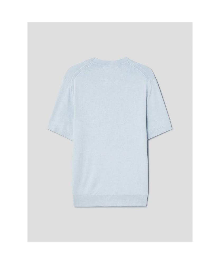 8SECONDS Basic Formal Round Short Sleeve Knit Sky Blue
