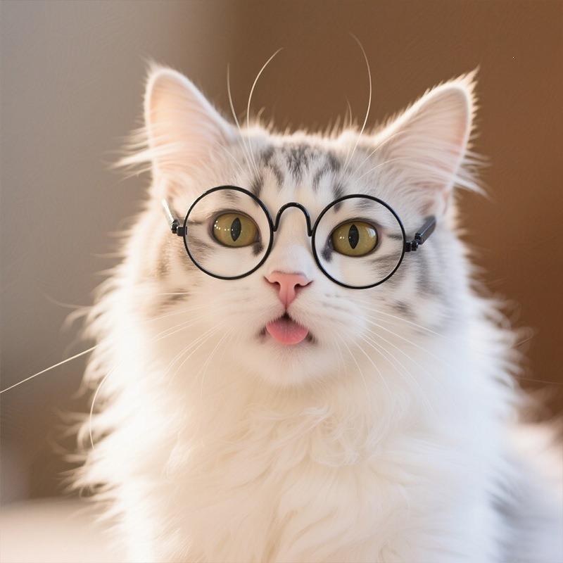 Round glasses cat sunglasses UV protection glasses trendy cool accessories metal glasses pet supplies sunglasses
