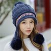 Elegant Fashion Winter Hat Gloves Set For Women With Warm Knit Beanie And Pompoms