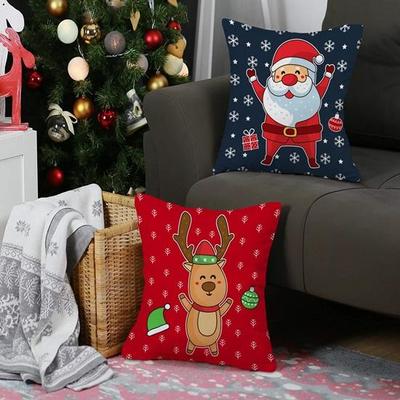 Set aus 2 quadratischen bedruckten Kissenbezügen 40,64 cm für Sofa Weihnachtsdekorationsartikel für Zuhause Weihnachten