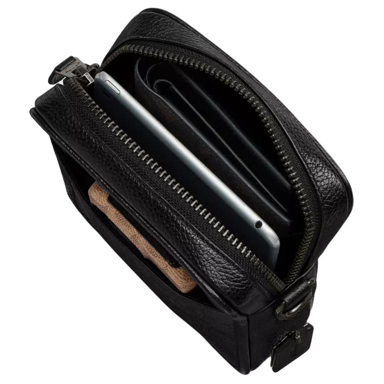 Coach Sullivan 16 Classic Print Coated Canvas Crossbody Bag Small Men bags Black CAT78-QBMI5