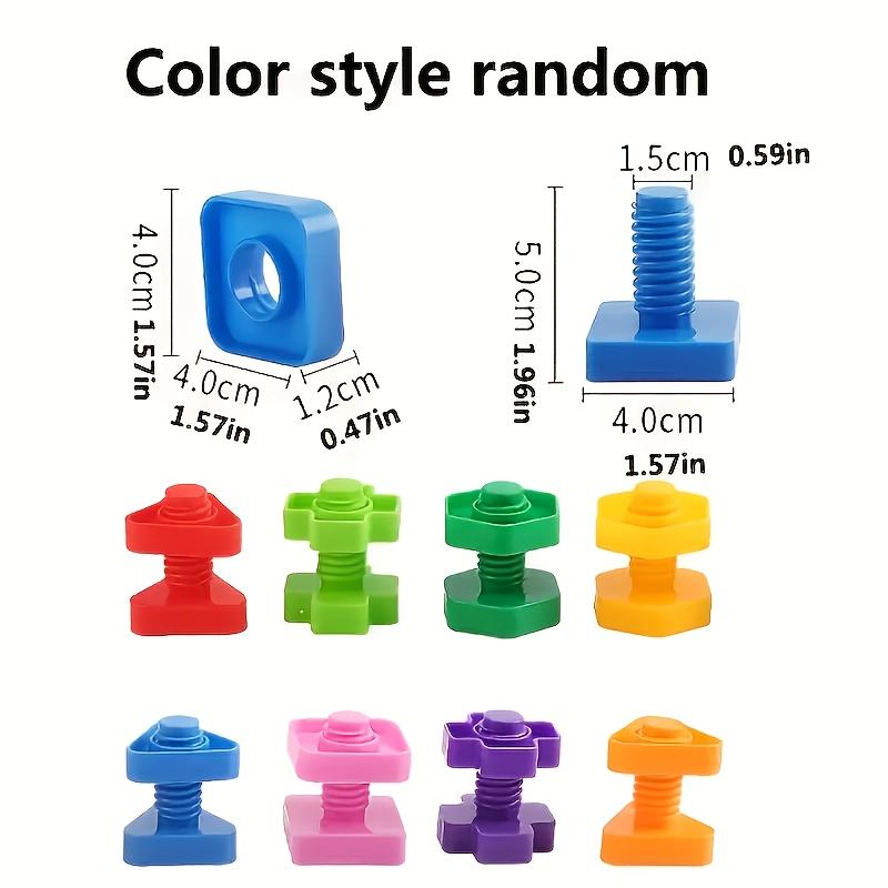 8 Pairs Nuts and Bolts Set, Fine Motor Training Puzzle Toy,Shape and Color Matching Toy,Building Game,Block Combination,Screw and Nut Combination Toy