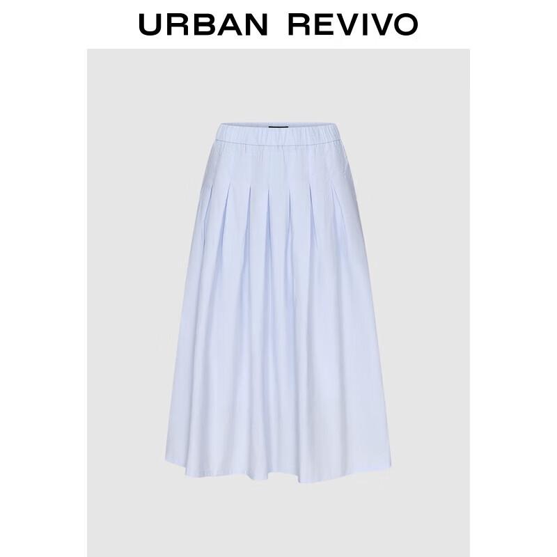 UR 2025 Autumn Casual Elastic Waist A-line Midi Skirt M