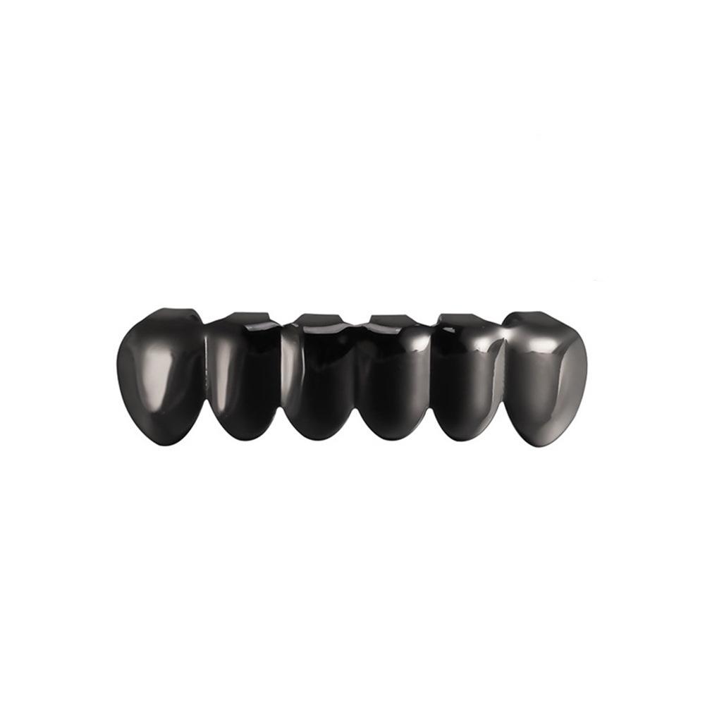 HIOHOP Lattice Pattern 18K Gold Plated Hip Hop Grillz - Top & Bottom Six Teeth Fashion Accessory.