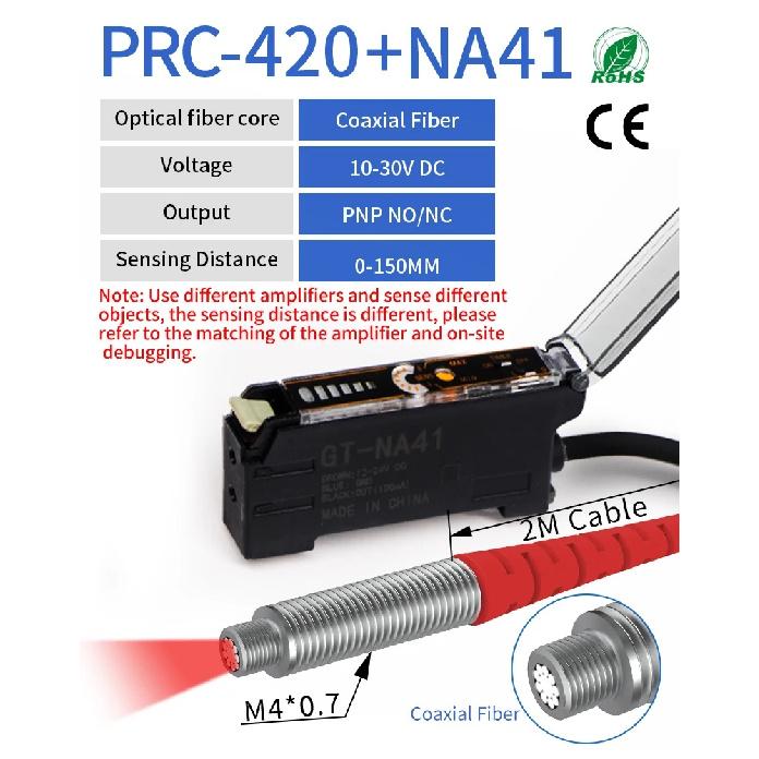 GTRIC Fiber Optic Sensor Amplifier,10-30V DC 3-wire PNP NO/NC NA41 ,Coaxial Non-coaxial Diffusion Optical,Photoelectric Sensor