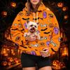 Women's Fashion Halloween Print Hoodie with Pet Pocket, Casual Pullover Sweatshirt for Fall