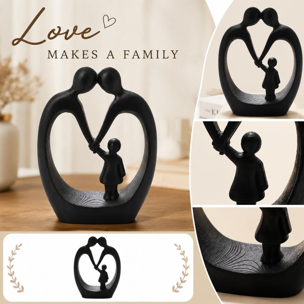 Modern Abstract Sculpture 3D Printed Figurine Family Embrace Design Decorative Ornament for Home Office Display and Interior Decoration
