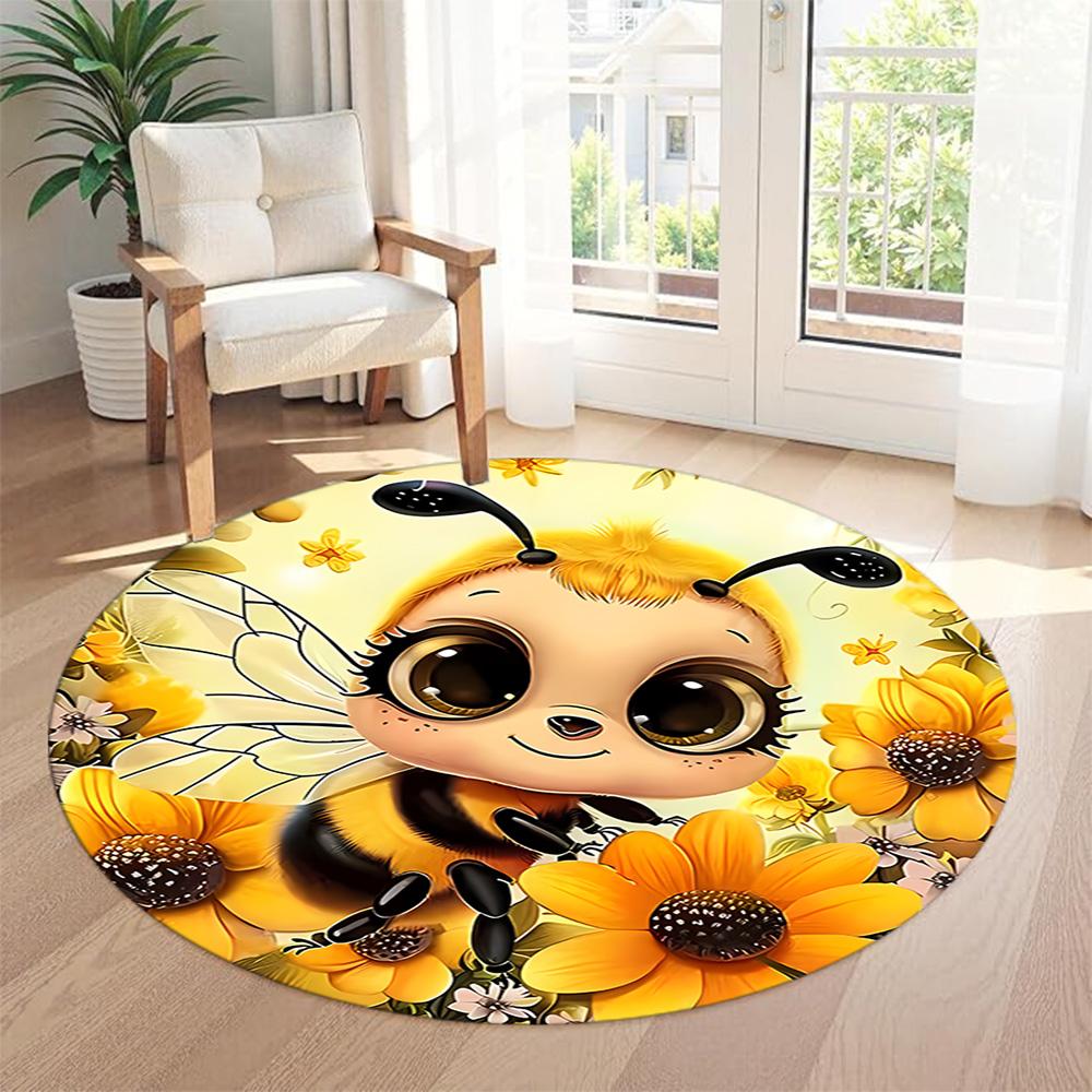Bee Round Carpet Suitable for Dormitory Study room Balcony Game Room Anti-slip Round Rug Office home decor Wedding Party Gift