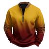 Men's Casual, Trendy, Retro Gradient Printed Round-neck Long-sleeved Half-pull One-piece Sweatshirt