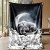 Elephant Art Collage Theme Blanket Lightweight Warm Flannel Blanket Decorative Throw Blanket for Home Decoration