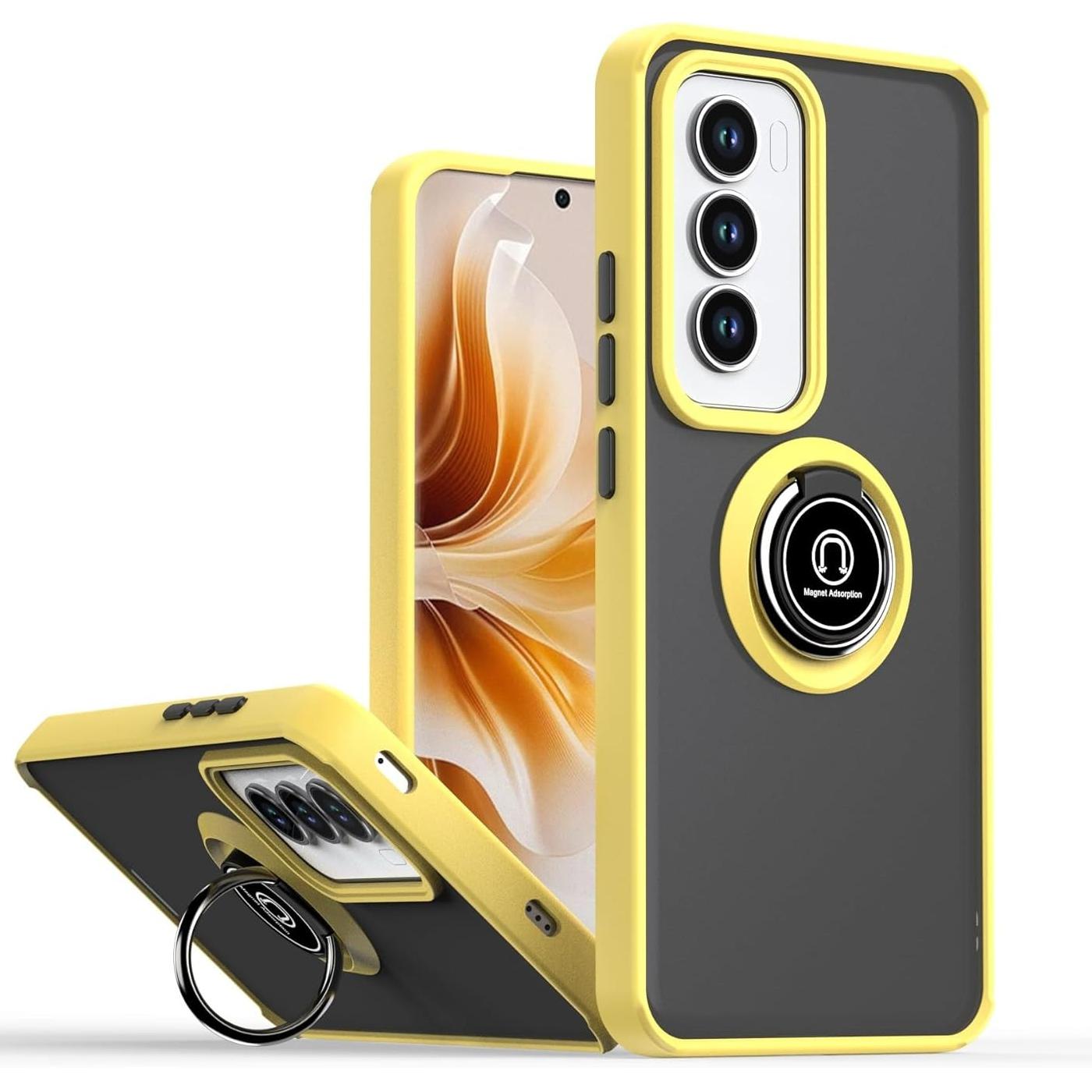 

Чехол Armor Matte для OPPO Reno 12 11 Pro 5G 12F 12FS 11F Reno12 F FS с магнитным кольцом-подставкой, держателем, чехол Funda Capa OPPO Reno 11F 5G жёлтый