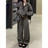 Women Casual Loose Korean Style Hooded Sweatshirt Long Pants Two Piece Sports Set