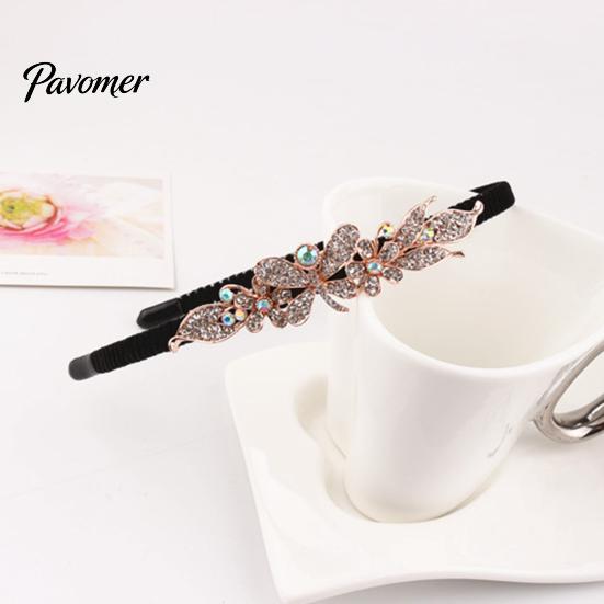 Woman Headband Elegant Style Non Slip Headwear Hair Girl Hairband Hoop Band Flower Rhinestone Headdress Accessories