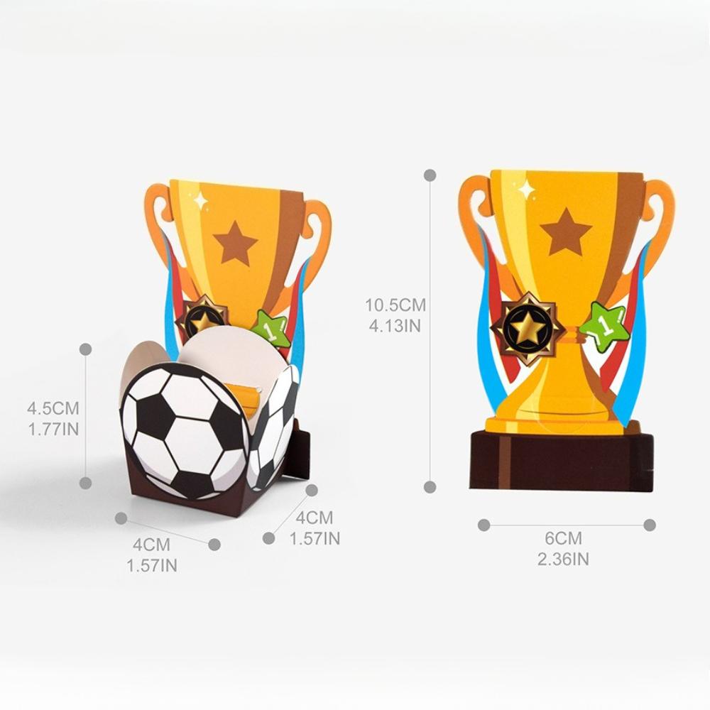 Football Player Birthday Party Boxes Cartoon Trophy Gift Packaging Boxes Dessert Table Candy Box Football Theme Party Supplies