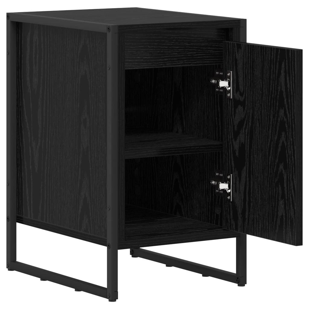 Nightstand Set of 2 Black Oak Effect 39.5 x 30 x 50 cm