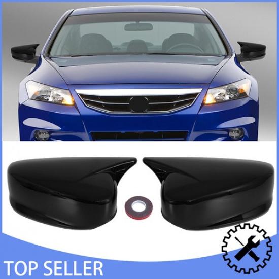Pair For Honda Accord 2008-2017 Gloss Black Rear View Side Mirror Cover Cap Trim