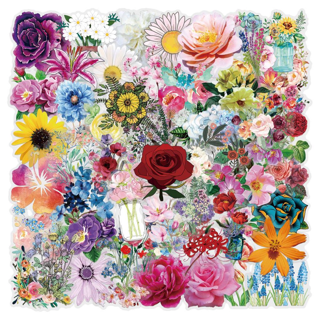 60-Sheet Waterproof Floral Sticker Pack for Journals, Guitars, and Notebooks