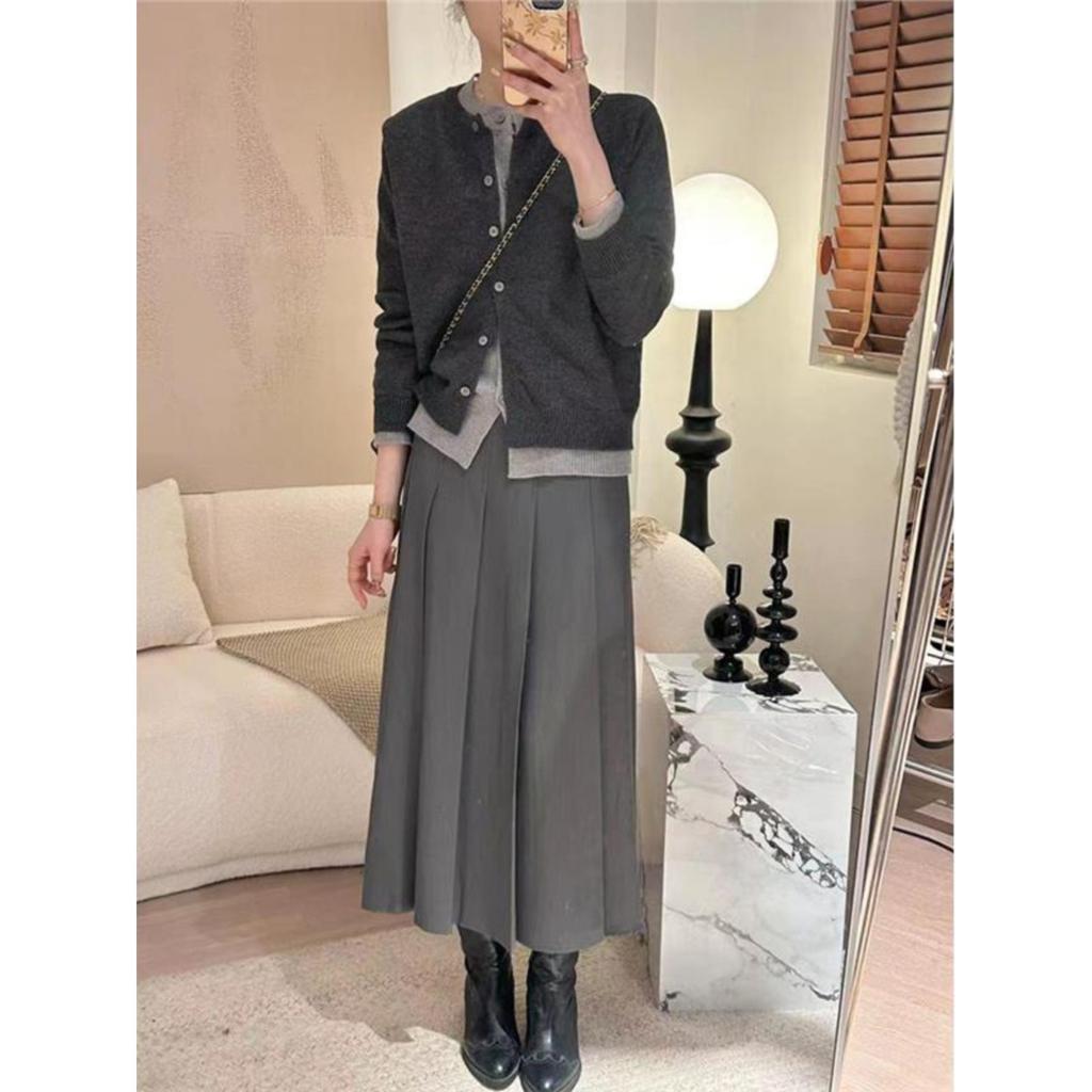 Korean Age-reducing Chic Contrasting Color Splicing Sweater Jacket Women's Autumn Lazy and Versatile Design Knitted Top Cardigan