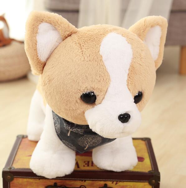 1ks 30cm Krásný vycpaný pejsek se šátkem Měkké roztomilé zvířátko Kreslený plyšový pes panenka pro děti B