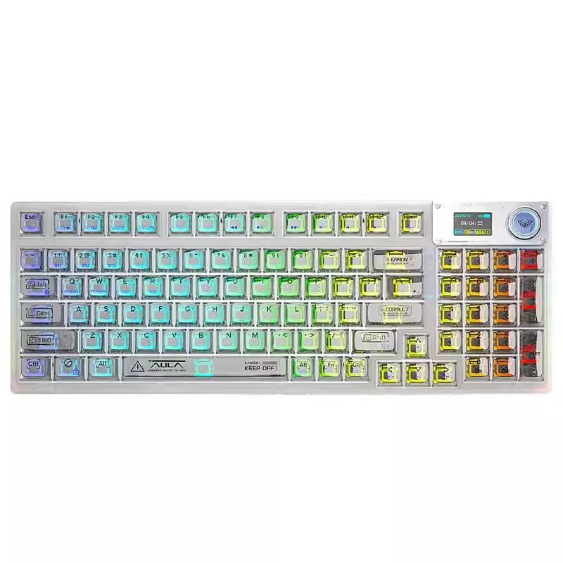 Tarantula F98 Pro Triple-Mode Transparent Wireless Bluetooth Mechanical Keyboard with Display & Hot-Swappable Keys