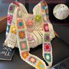 1pcBohemian Vintage Crochet Crossbody Bag with Floral Patterns Beige Fabric, No Closure Design, Adjustable Strap, Hand Wash Only