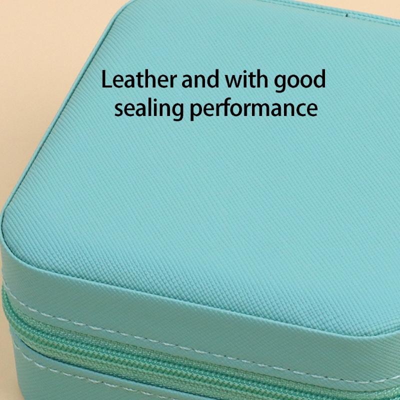 Jewelry Storage Box with Mirror, Compact Travel Case with Ring Rolls, Necklace Hooks and Zip-Around Closure Design