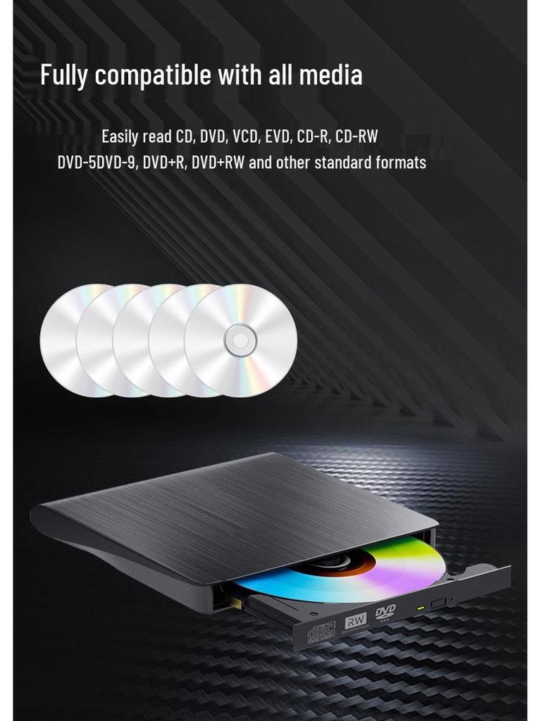 Brushed USB 3.0 Type-C Dual Interface External DVD/CD RW Laptop Optical Drive