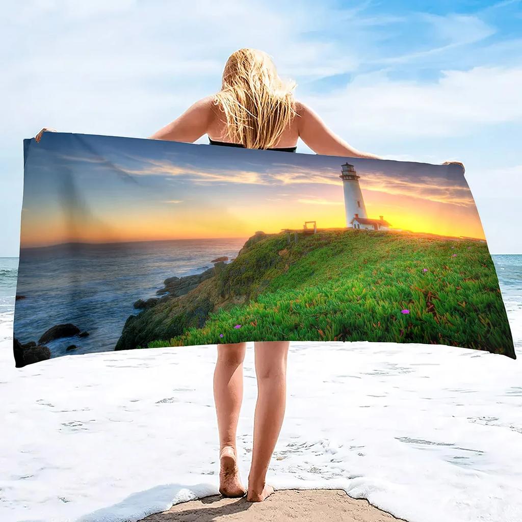 Leuchtturm Mikrofaser Pool Sandfest Strandtuch Decke Schnell Schnelltrocknend Sandfrei Proof Kompakt Outdoor Leichtgewichtige Handtücher