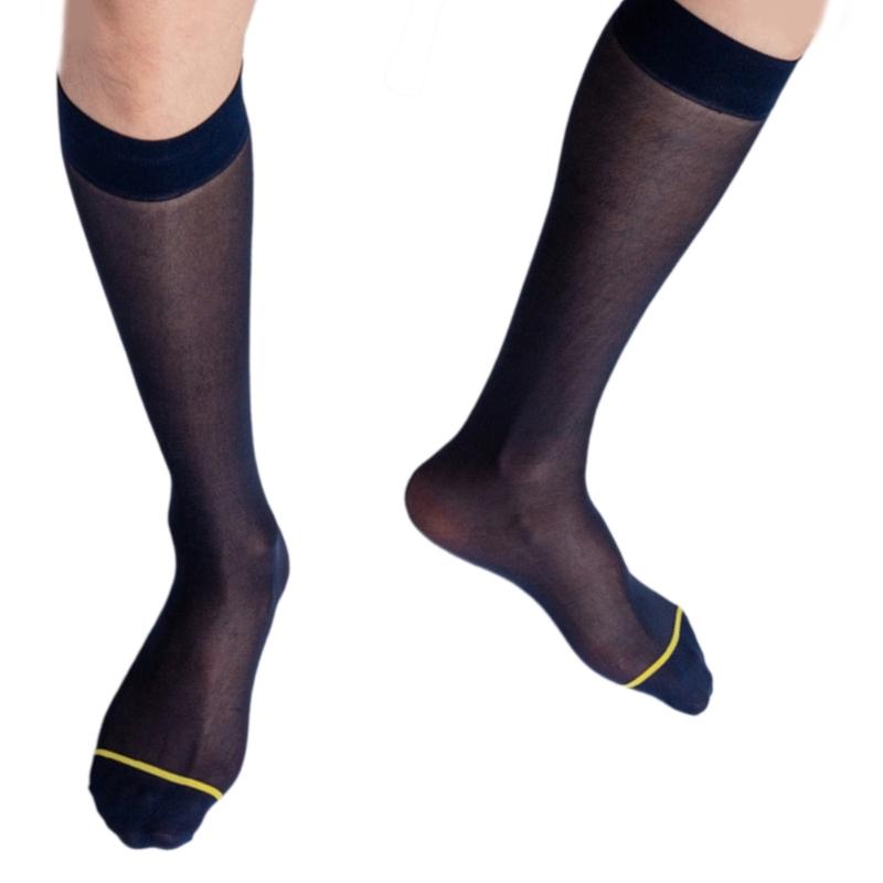 Men's Ultra Thin Nylon Dress Socks Soft See Through Breathable Calf Length Socks Long Stockings for Business Formal Wear