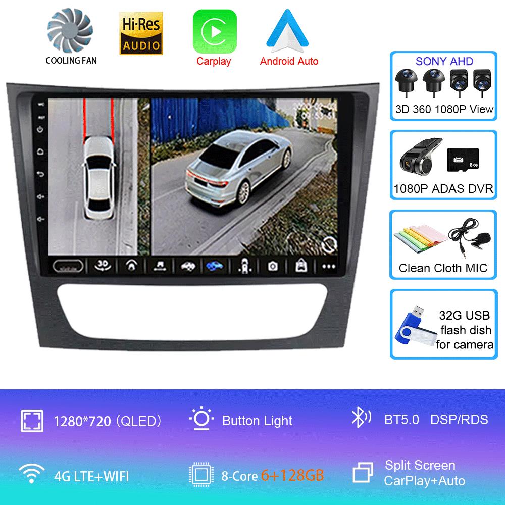 Pentru Mercedes-Benz E-class W211/CLS-class 2005-2008 2din Radio Auto Android 14 Player Multimedia Auto GPS WIFI Carplay DSP Monitor