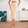 Women's Fashion Wrap Hip Stripe Slit High Waist Stretch Skirt