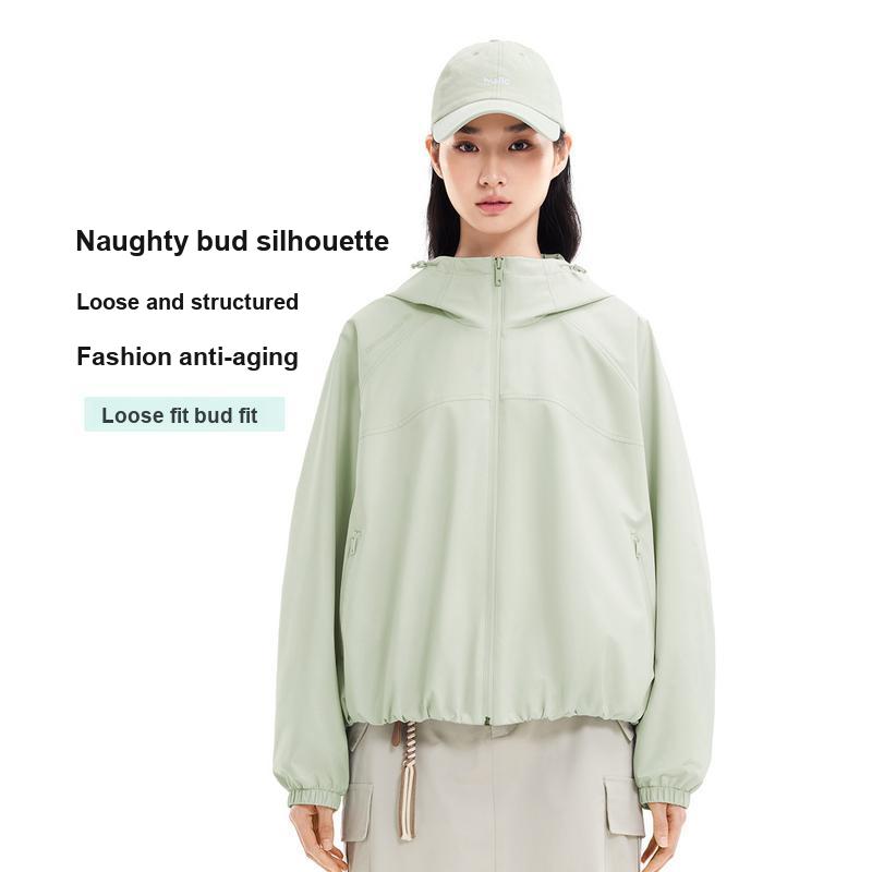 Li Ning Outdoor CF Shell Solid Color Water-Resistant Urban Outdoor Protective Jacket Women Jackets White Green AFDW210-2