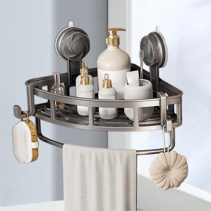 Suction Cup Organizer For Bathroom Multifunctional Bathroom Corner Shower Shelf Storage Rack For Towels Shower Gel Facial