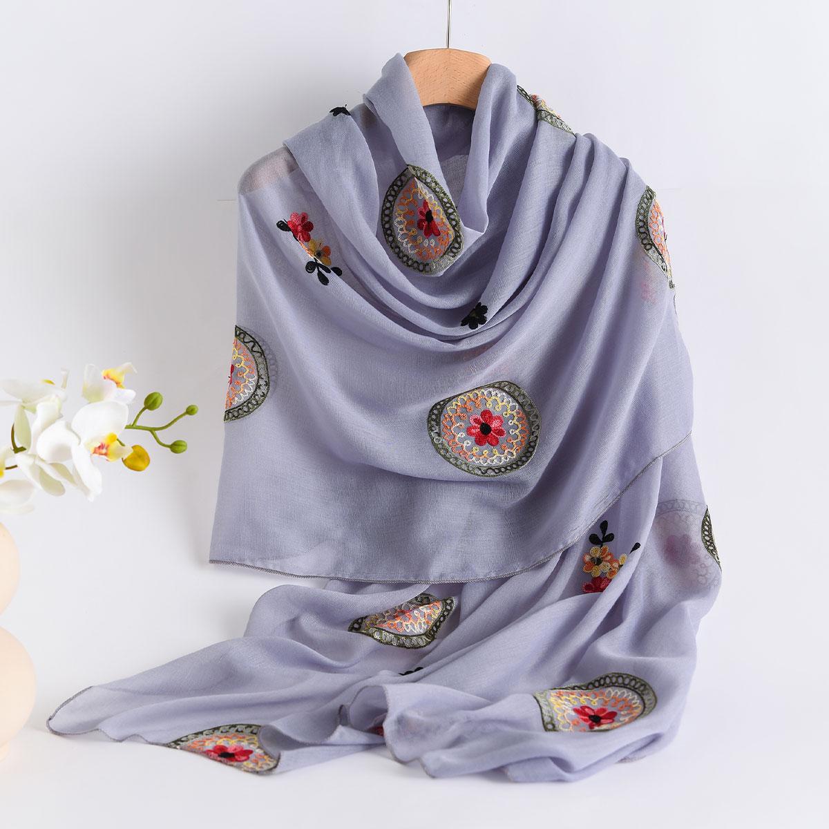 

Летний Легкий Дышащий Хлопок И Лен Вышитый Шарф Этнический Стиль Модный Мягкий Женский Солнцезащитный Шаль Шарф