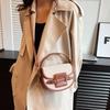 Semi-round Portable Retro Saddle Bag Women's Fashion Contrasting Color Niche Design Splicing Commuter Shoulder Messenger Bag
